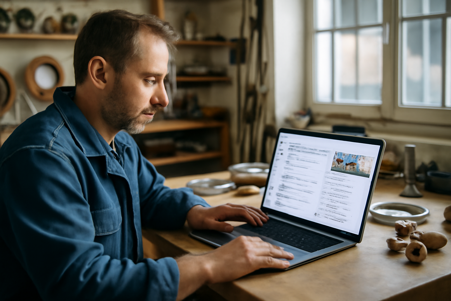 Technicien local consultant Google Business Profile sur un ordinateur portable