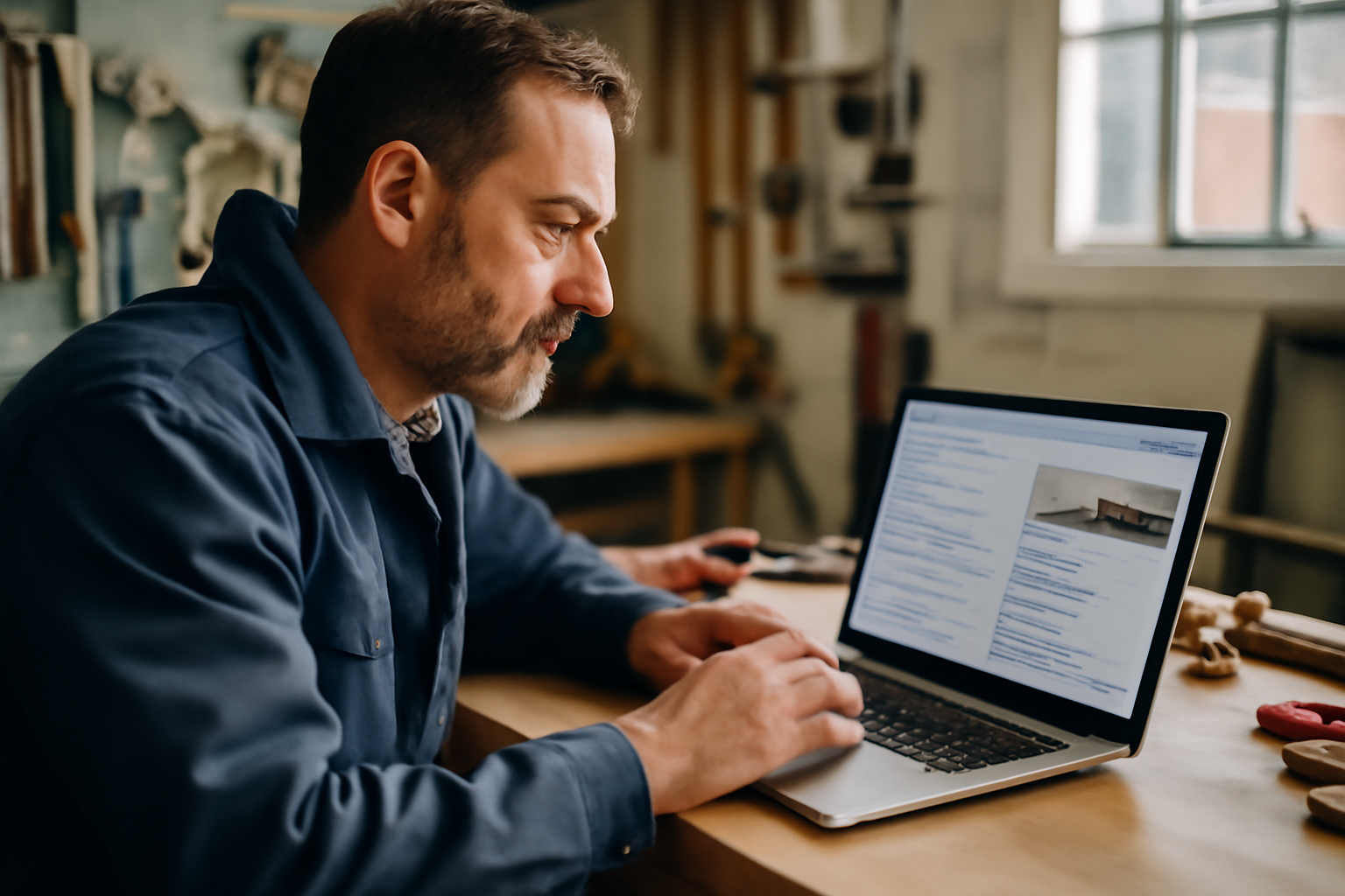 Technicien local consultant Google Business Profile sur un ordinateur portable