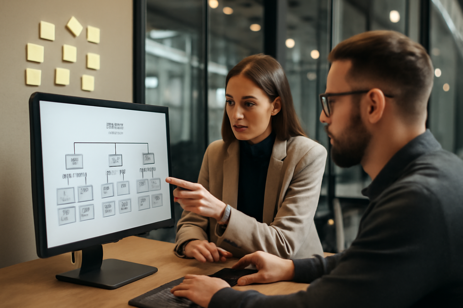 Équipe travaillant sur un plan de pages villes