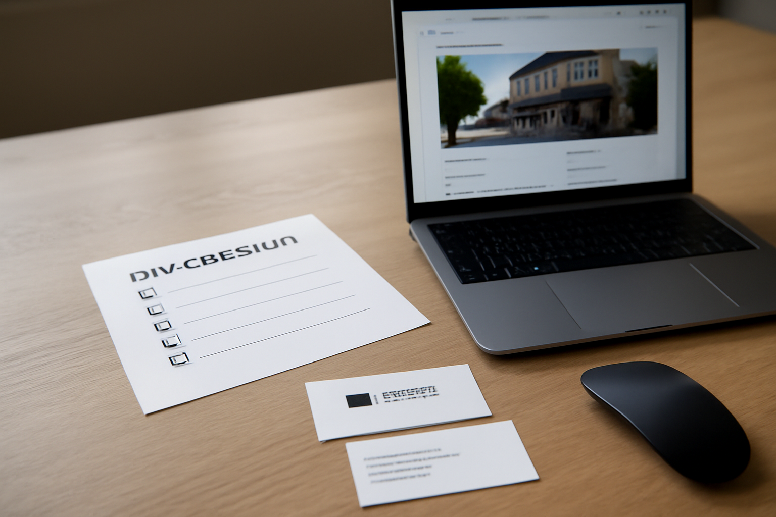 Bureau avec checklist NAP et documents d’entreprise pour le SEO local