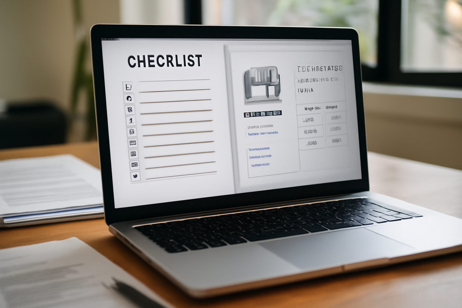 Écran affichant une checklist de cohérence NAP et une fiche Google Business Profile sur ordinateur