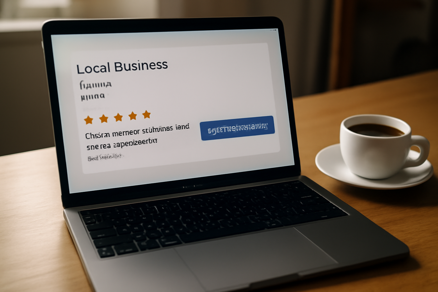 capture réaliste d'une fiche locale avec un avis récent et un bouton de demande de devis mis en avant