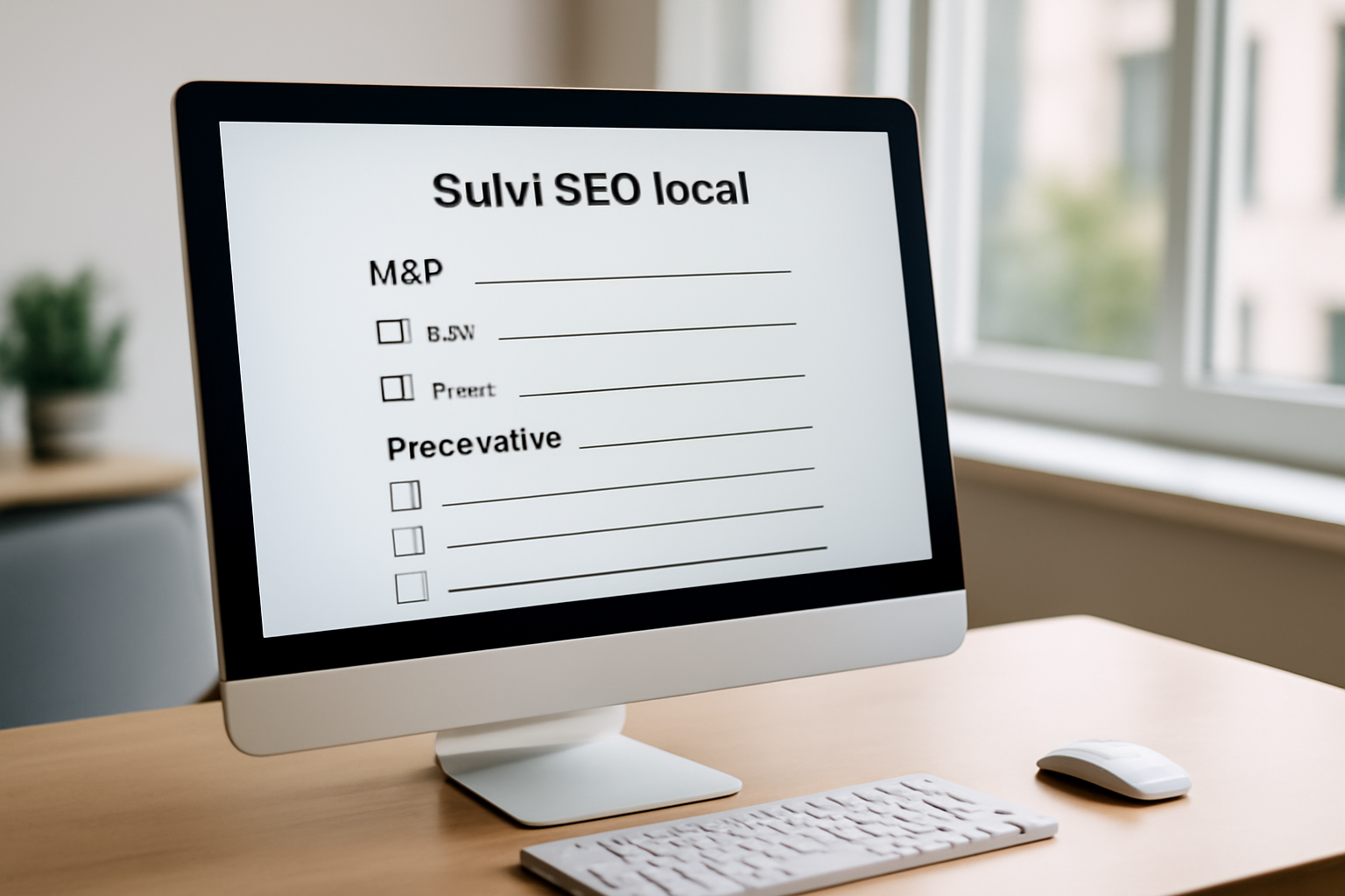 écran montrant une page de suivi SEO local avec sections NAP, avis et pages villes en cours de correction