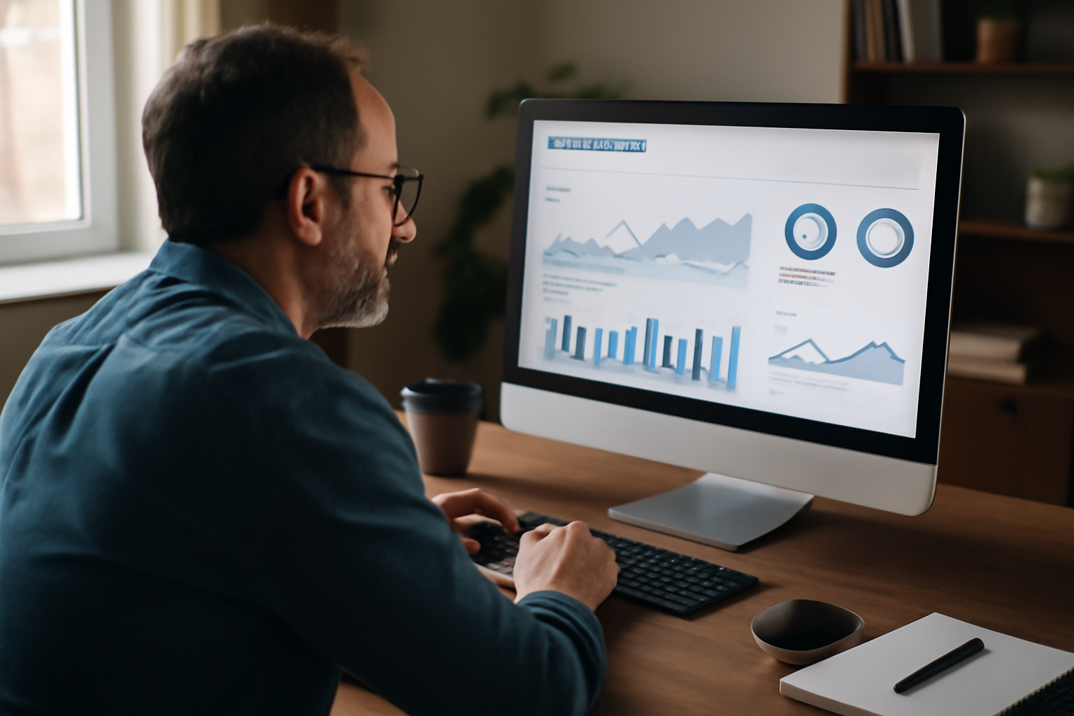 Capture photo d’un tableau de bord SEO local avec métriques de suivi des pages villes et leads, sur un écran d’ordinateur