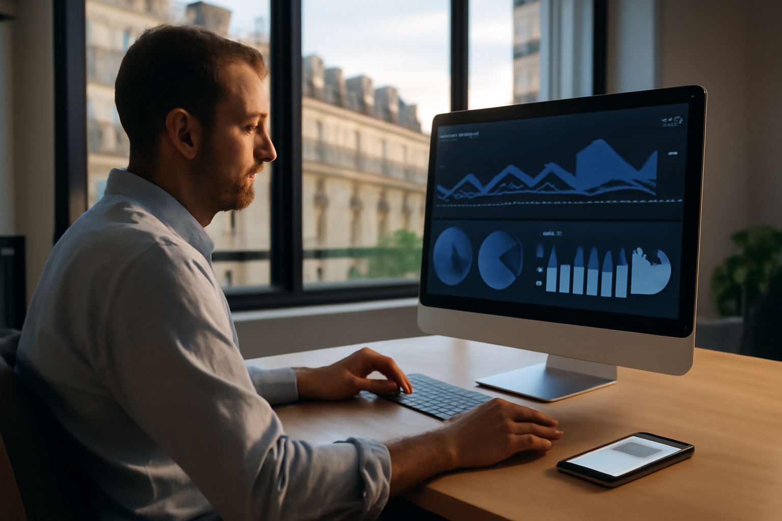 marketing digital définition simple sur ordinateur avec tableau de bord analytics