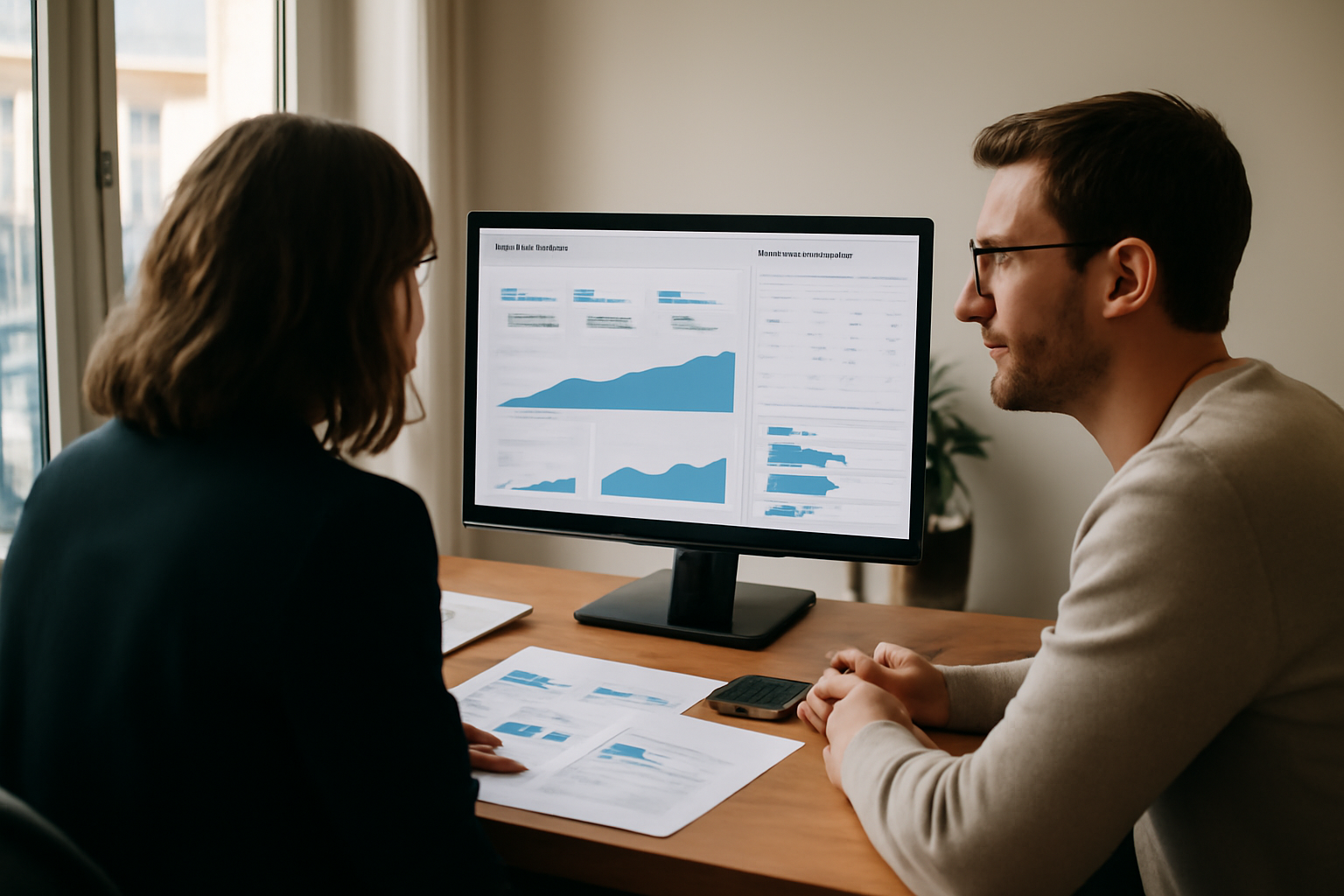 content marketing : équipe marketing analysant un plan éditorial sur un écran