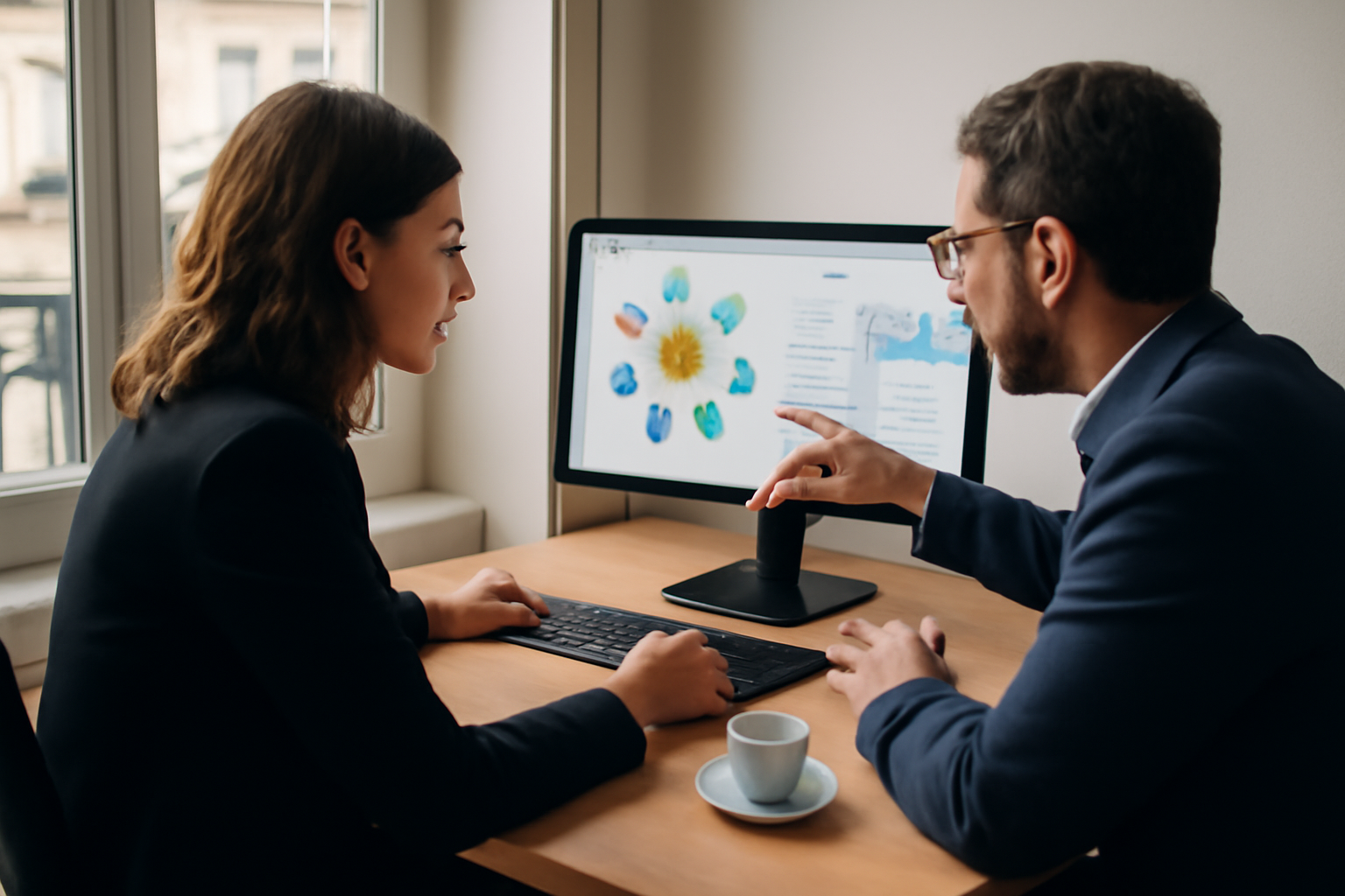 Stratégie de contenu : équipe marketing et SEO analysant un tableau d’intentions sur écran