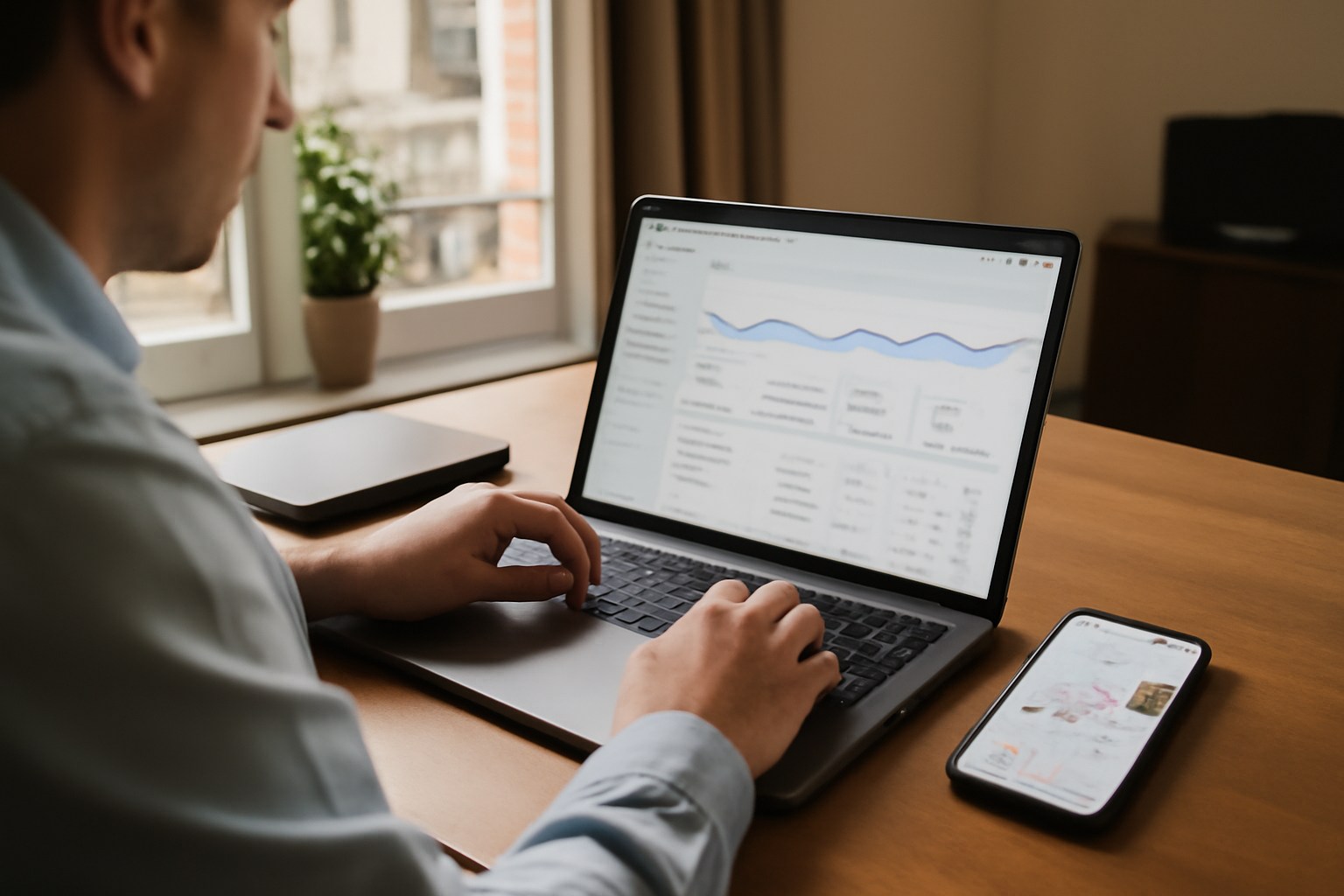 visibilité google sur ordinateur et smartphone dans un bureau avec Google Search Console affichée