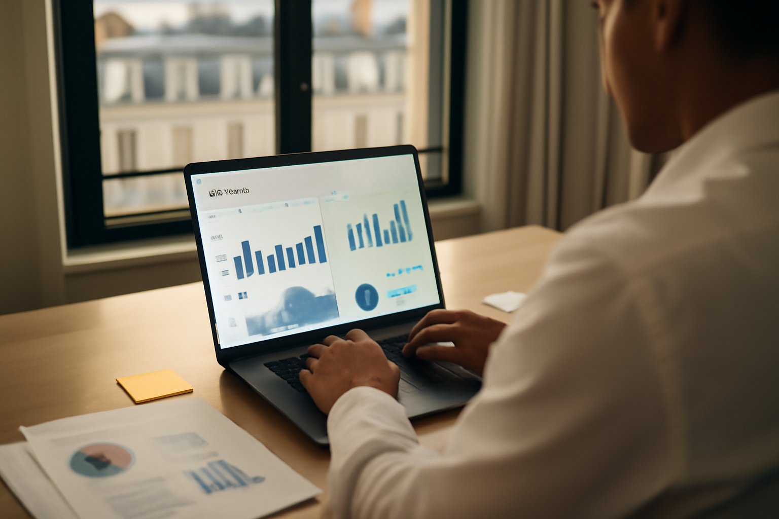 marketing funnel sur un écran de CRM en bureau avec graphiques et tableau de bord