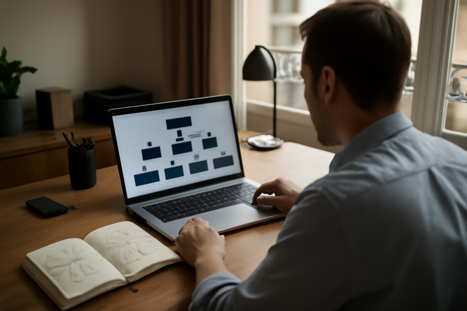 arborescence site web exemple : schéma de navigation sur ordinateur en bureau