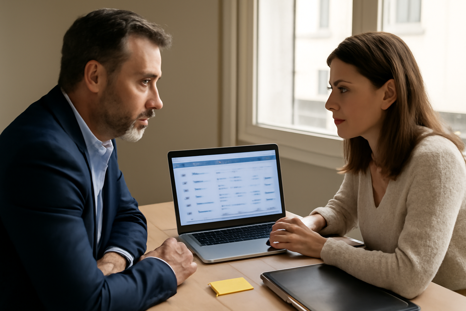 CRM definition : équipe en réunion devant un écran affichant un tableau de pipeline client
