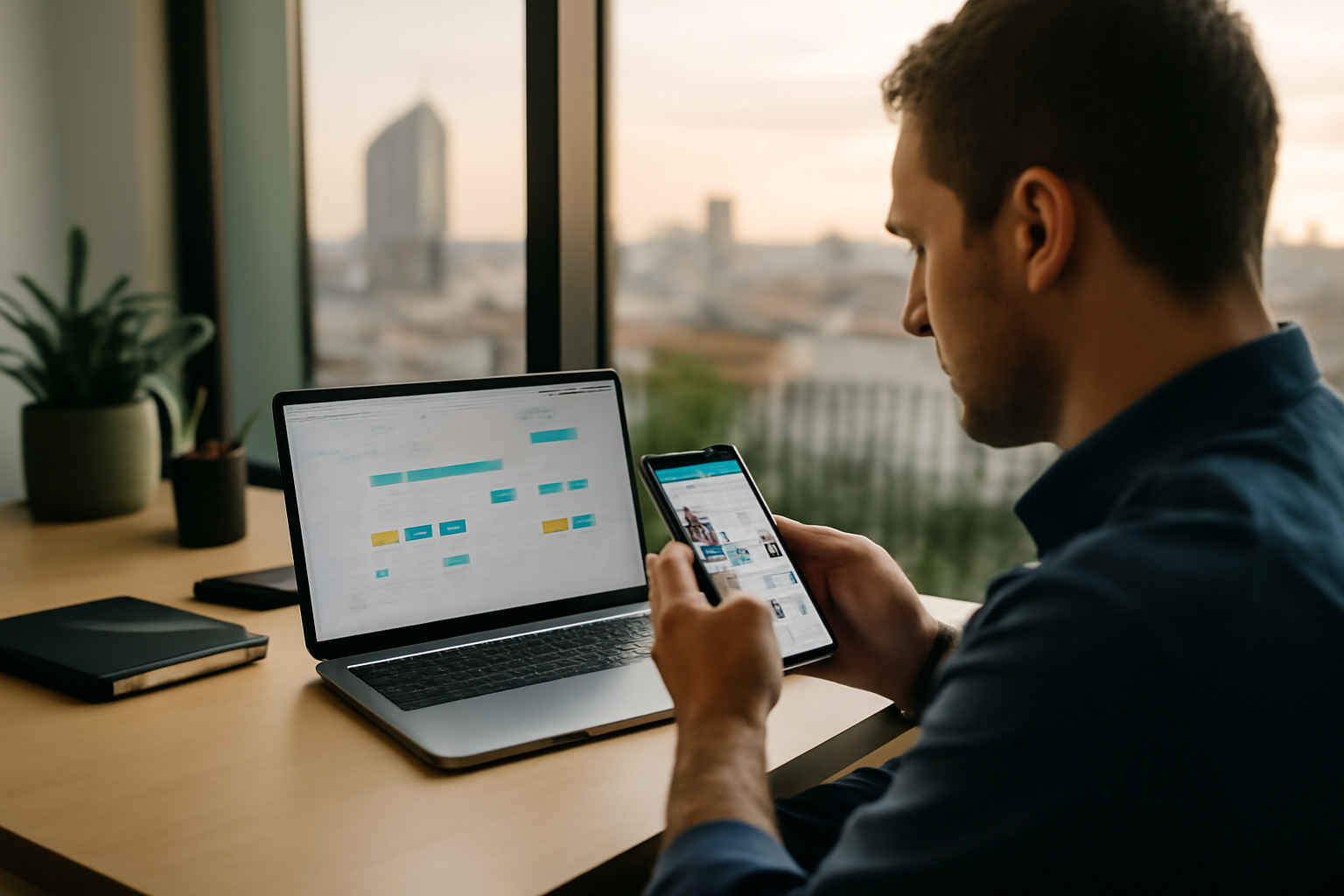 Poster sur LinkedIn : vérifier le profil et planifier un créneau de publication sur smartphone